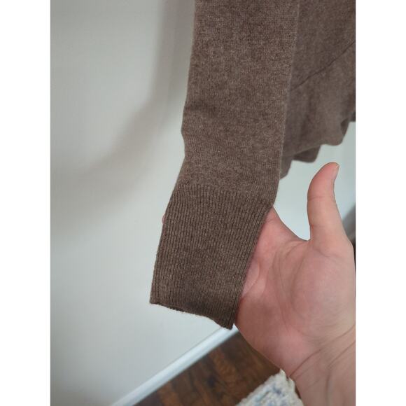 REPEAT Cashmere Brown Twist Front Ruffle Sweater - Picture 2 of 5